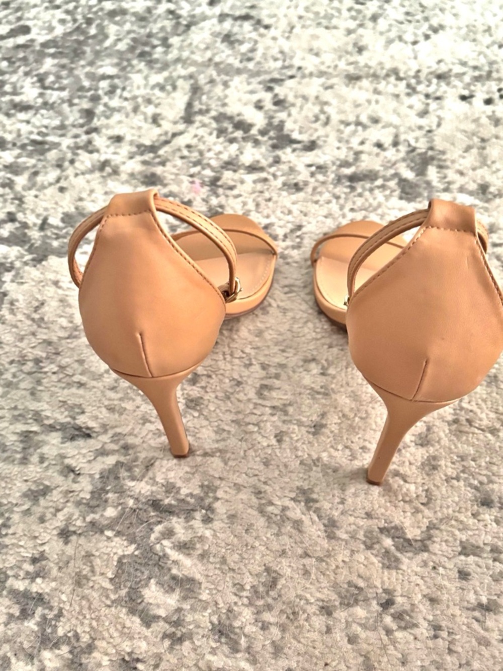 JustFab Beige Ankle-Strap Stiletto Sandals - Picture 3 of 4